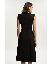 Karen Millen Women's Ponte Asymmetric Midi Dress
