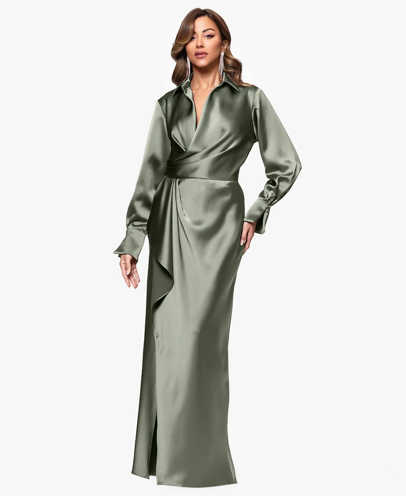 Xscape Petite Long Sleeve Shirt Dress