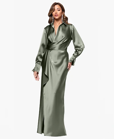 Xscape Petite Long Sleeve Shirt Dress