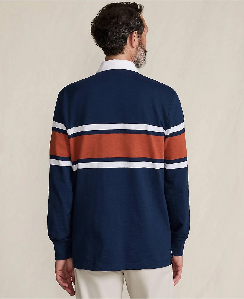 Lands' End Men's Long Sleeve Textured Rugby Polo