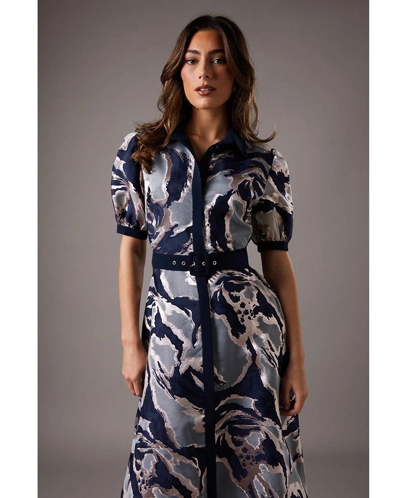 Coast Women's Short Sleeve Jacquard Shirt Dress