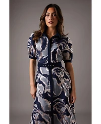Coast Women's Short Sleeve Jacquard Shirt Dress