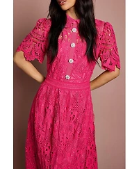 Coast Women's Short Sleeve Collared Lace Midi Dress