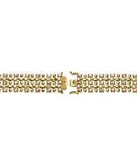 Rachel Glauber Exquisite 14K Gold-Plated Pink & Cubic Zirconia Geometric Mesh Link Bracelet