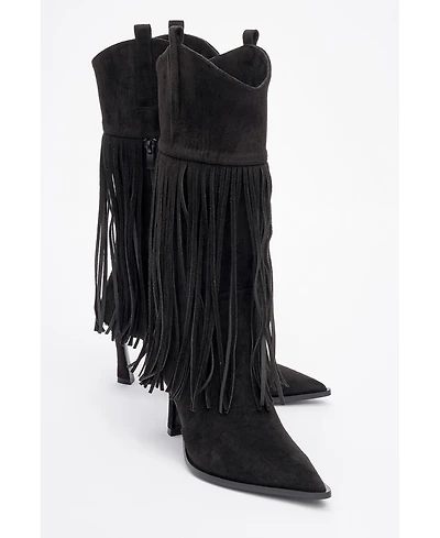 Prologue Shoes Gueras Fringe Pointed Toe Boot (Women)