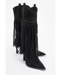 Prologue Shoes Gueras Fringe Pointed Toe Boot (Women)