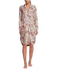 Lands' End Women's Flannel Long Sleeve Sleepshirt Nightgown