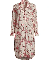 Lands' End Women's Flannel Long Sleeve Sleepshirt Nightgown