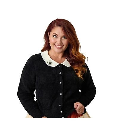 Unique Vintage Women's Collared Knit Cardigan