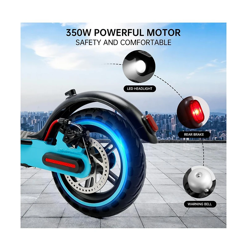 Artudatech 8.5-inch folding electric scooter with app, 350W, 35km range, 30km/h city commuting lights