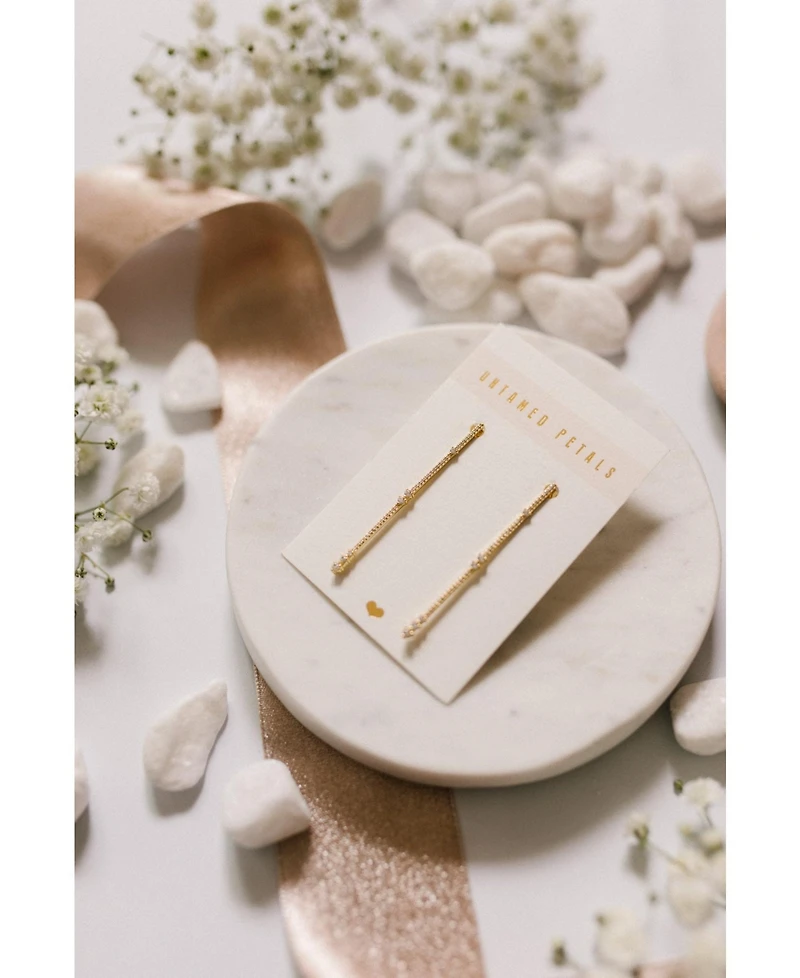 Untamed Petals Eternity Pave Linear Drop Earrings