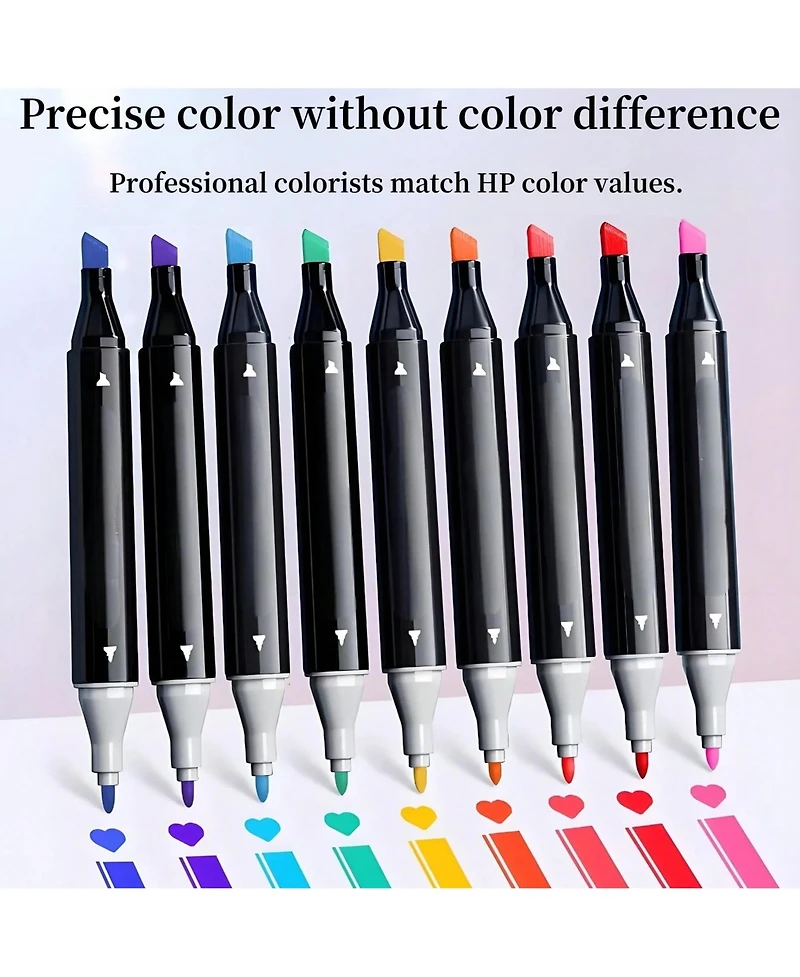 Htutwoo 36 Colors Dual Brush Tip Permanent Art Markers Quick Drying And Fade Resistant Alcohol Markers Marker For Wood Plastic Paper Metal And More