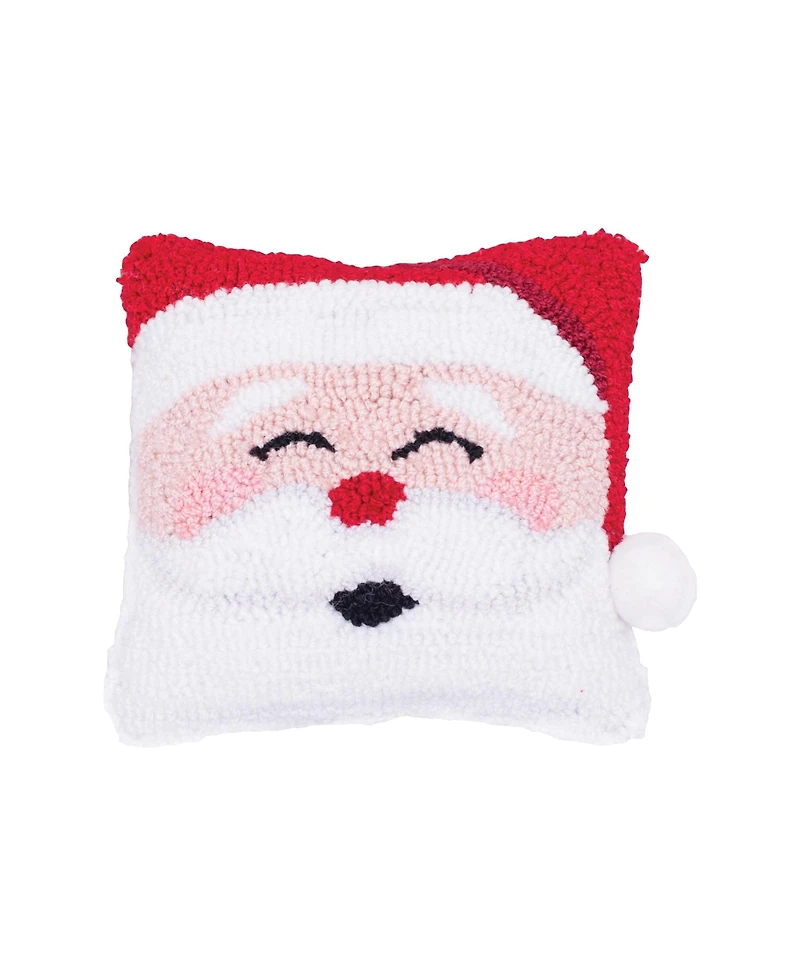 Happy Santa Claus Small/Petite Christmas Hooked Accent Pillow, 8" x 8