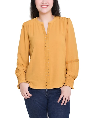 Ny Collection Women's V Neck Long Sleeve Knit Top