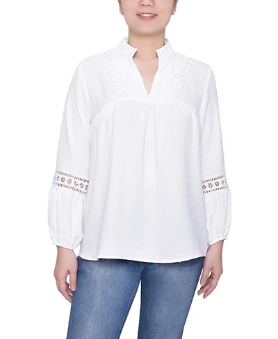 Ny Collection Women's Mandarin Collar Long Sleeve Top