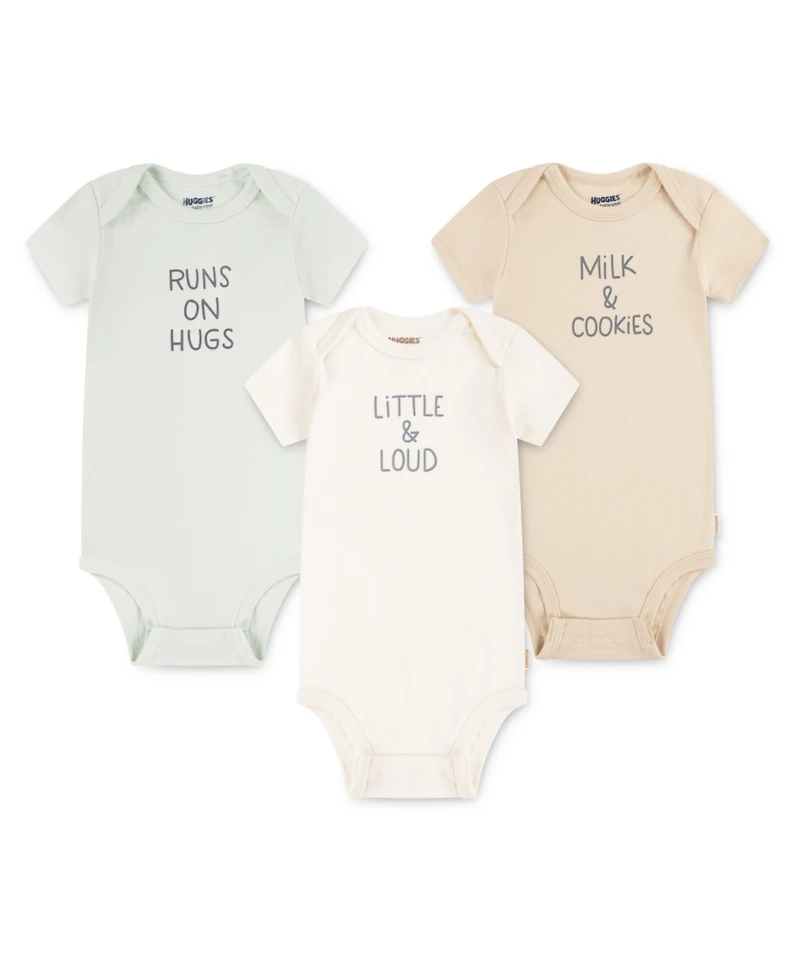Huggies Baby Boys and Girls 3-Piece Short Sleeves Bodysuit Set