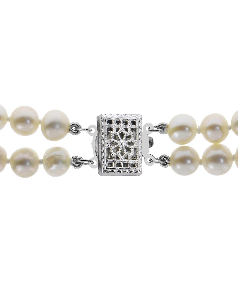 Macy's Cultured Freshwater Pearl (6-7mm) Two Strand Necklace in Sterling Silver