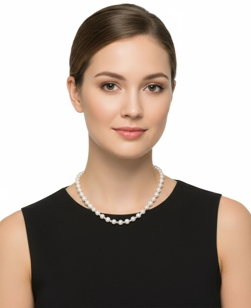 Macy's Cultured Freshwater Pearl (7-8mm) with Brilliance Beads Necklace in Sterling Silver