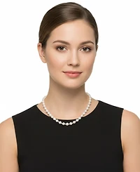 Macy's Cultured Freshwater Pearl (7-8mm) with Brilliance Beads Necklace in Sterling Silver