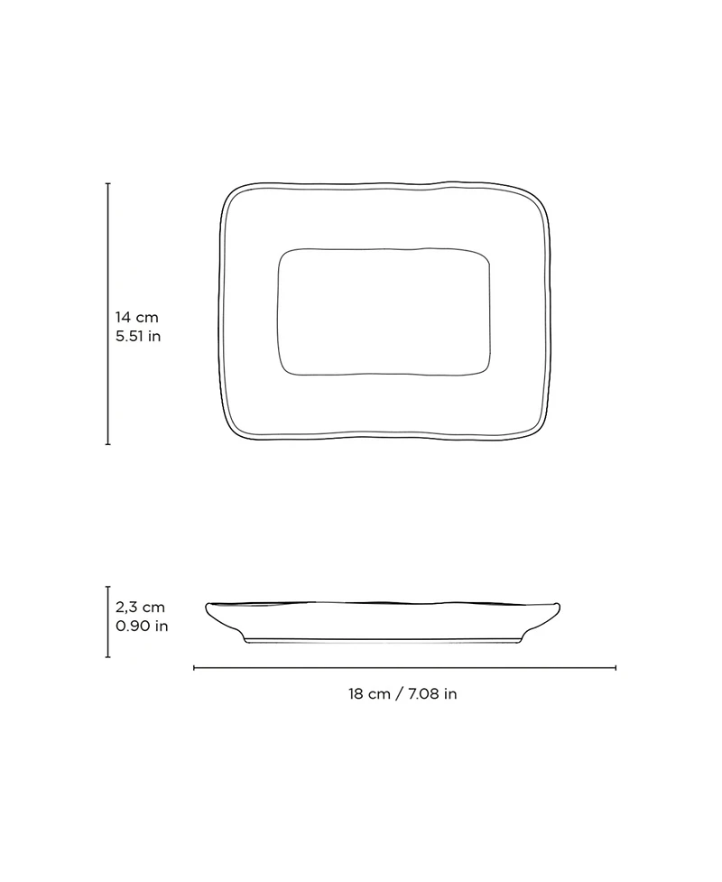Porto Brasil 7" Stoneware Rectangular Juta Platters, Set of 4