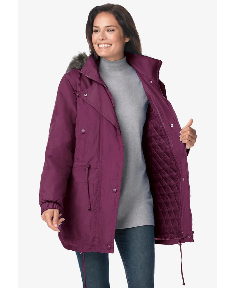 Woman Within Plus Quilt-Lined Taslon Anorak