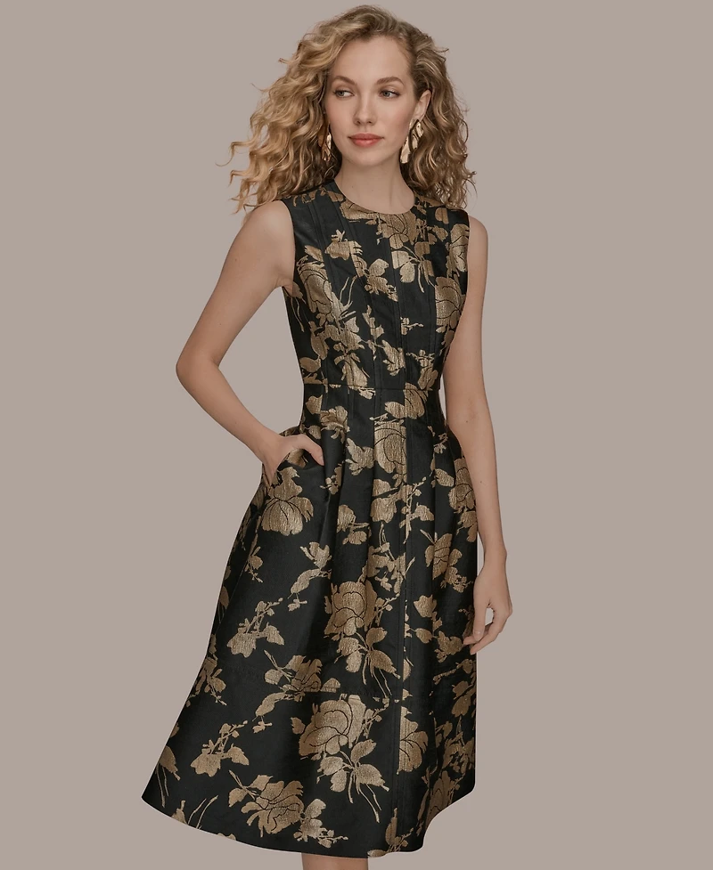 Donna Karan New York Women's Jacquard Fit and Flare Dress