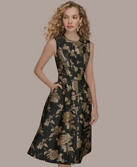 Donna Karan New York Women's Jacquard Fit and Flare Dress