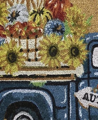 Vcny Home Sunflower Truck Outdoor Coir Doormat, 18" x 30"