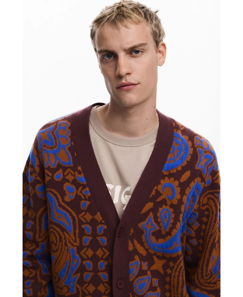Desigual Men's Paisley cardigan sweater
