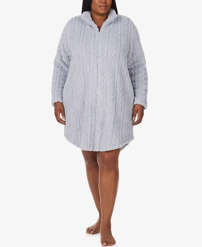 Ellen Tracy Plus Textured Long Sleeve Robe