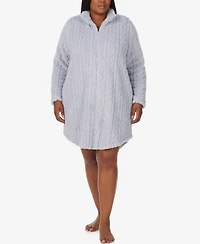 Ellen Tracy Plus Textured Long Sleeve Robe