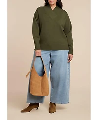 Eloquii Women's Overlap Mockneck Sweater