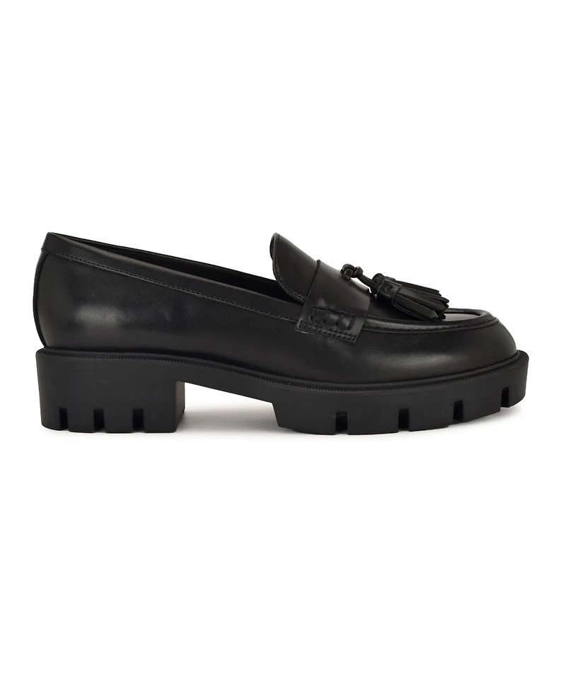 Nine West Womens Marela Tassel Lug Sole Loafers