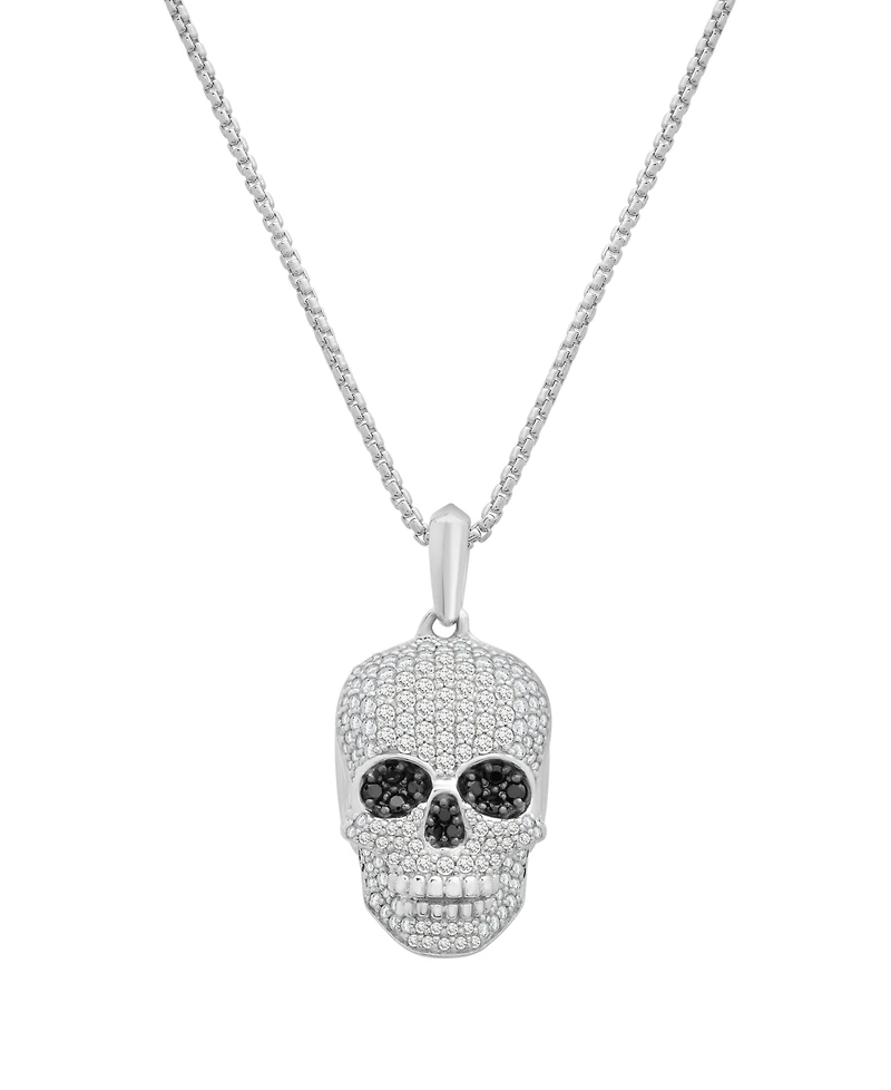 Macy's Men's Skull Pendant Diamond Necklace (3/4 ct. t.w.) in Sterling Silver