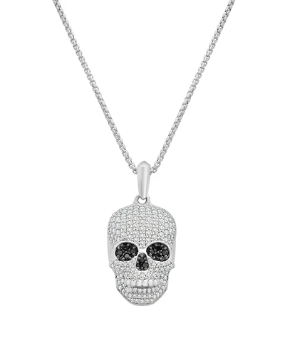 Macy's Men's Skull Pendant Diamond Necklace (3/4 ct. t.w.) in Sterling Silver