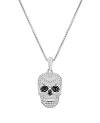 Macy's Men's Skull Pendant Diamond Necklace (3/4 ct. t.w.) in Sterling Silver