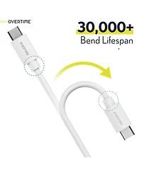 Overtime Certified Type C to C Cable, 10ft (OTDCUSBCTC10WHX3)