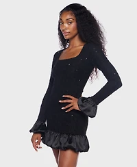 Alex & Sophia Women's Sequin Long Sleeve Dress