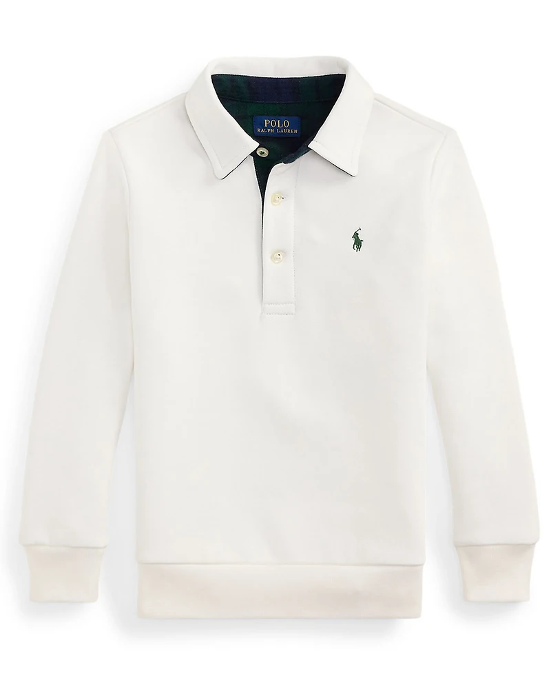 Polo Ralph Lauren Toddler and Little Boys Plaid-Trim Fleece Polo-Collar Sweatshirt