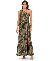 Adrianna Papell Women's Jacquard One-Shoulder Gown