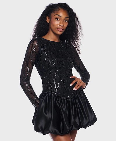 Alex & Sophia Junior's Long Sleeve Round Neck Bubble Dress