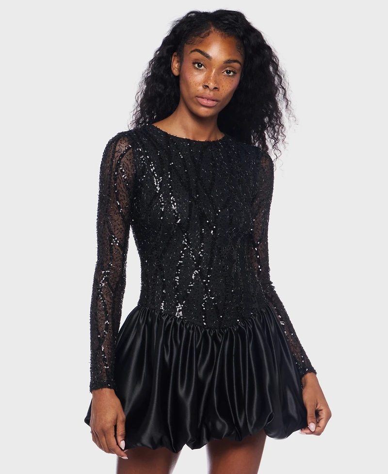 Alex & Sophia Junior's Long Sleeve Round Neck Bubble Dress