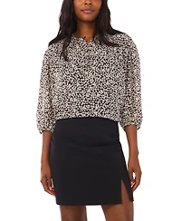 1.state Women's Printed 3/4-Sleeve Crewneck Flowy Blouse