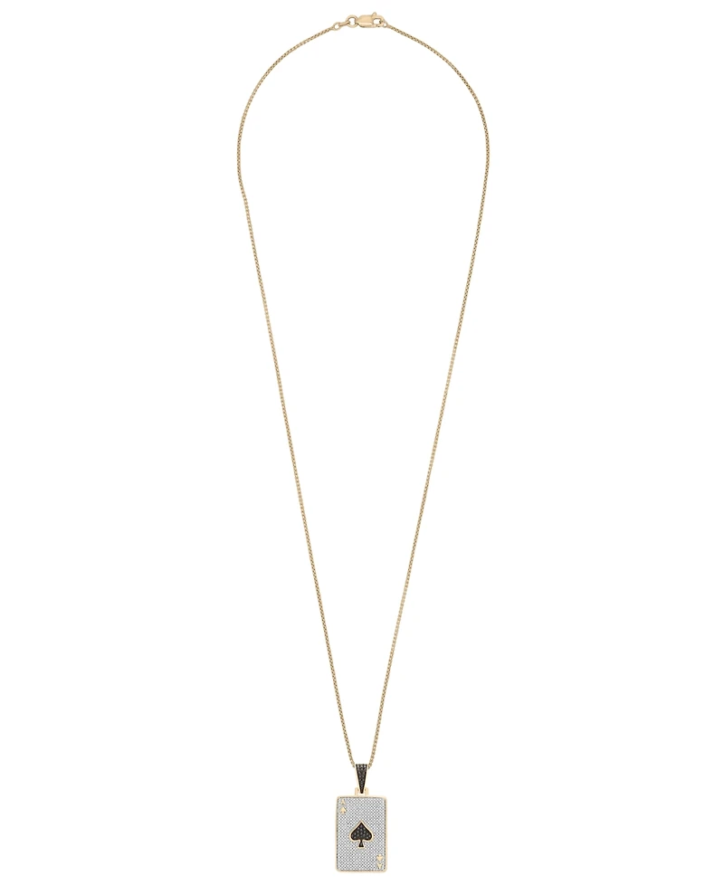 Macy's Men's Poker Diamond Pendant Necklace (1/2 ct. t.w.) in 14K Gold Plated Over Sterling Silver