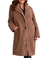 Tribal Plus Teddy Faux Fur Button-Front Coat