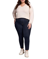 Tribal Plus Audrey Mid Rise Pull-On Slim Ankle Glitter Jeans