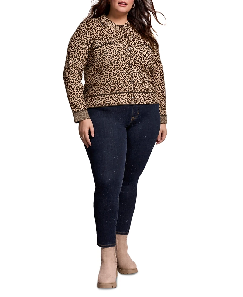 Tribal Plus Double Knit Long-Sleeve Cardigan Sweater