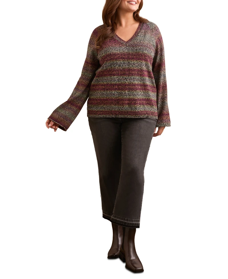 Tribal Plus Combed Cotton V-Neck Sweater