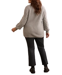 Tribal Plus Cable Knit Mock Neck Sweater