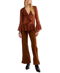Free People Women's Ruffle Design Bell Sleeve Top